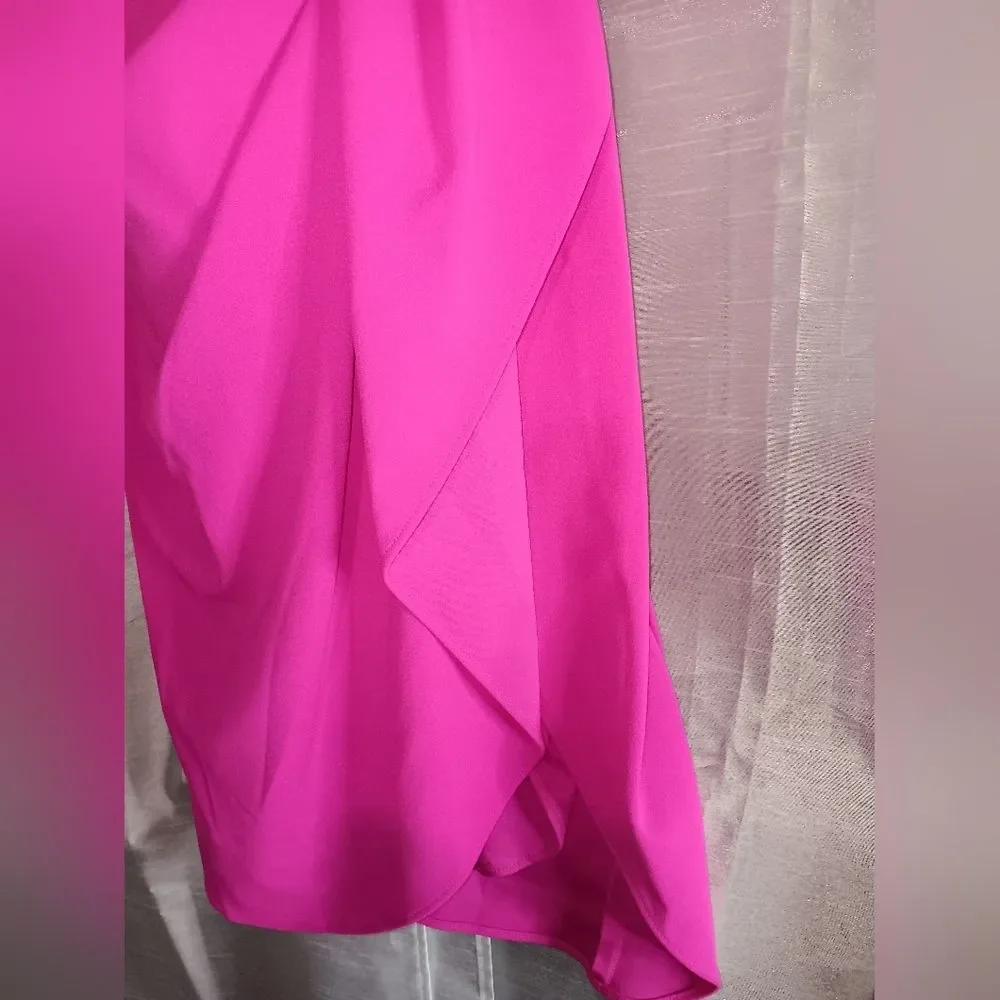 Aqua hot pink formal midi dress - Picture 3 of 5